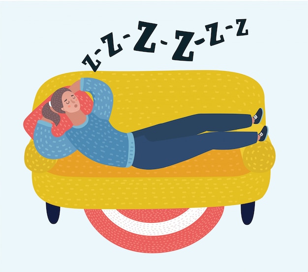 Premium Vector | Cartoon illustration of woman sleep on sofa in room