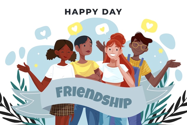 Free Vector | Cartoon international friendship day illustration