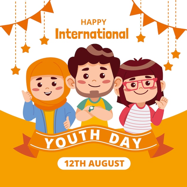 Free Vector | Cartoon international youth day illustration