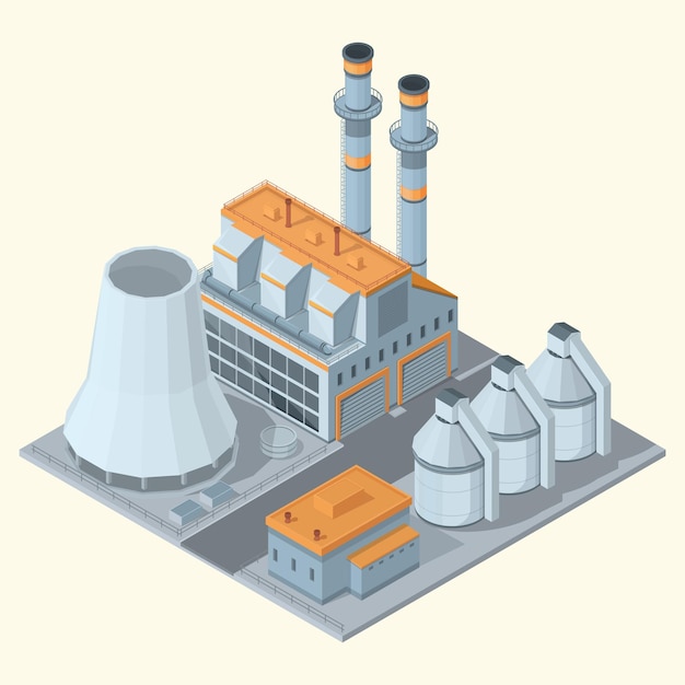 Premium Vector | Cartoon isometric factory complex, vector illustration