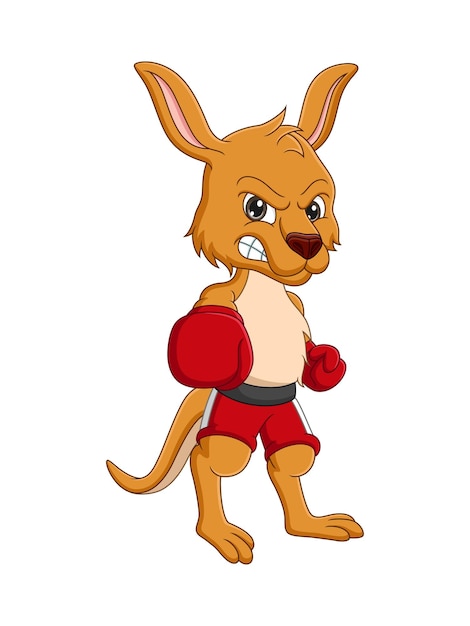 Premium Vector Cartoon Kangaroo With Boxing Gloves