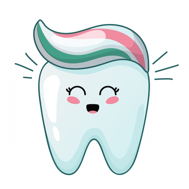 Download Cartoon kawaii tooth cute character | Premium Vector