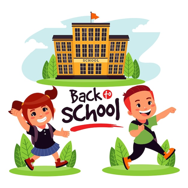 Free Vector Cartoon Kids Going Back To School