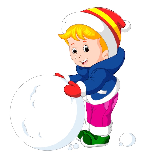 Premium Vector | Cartoon kids playing with snow