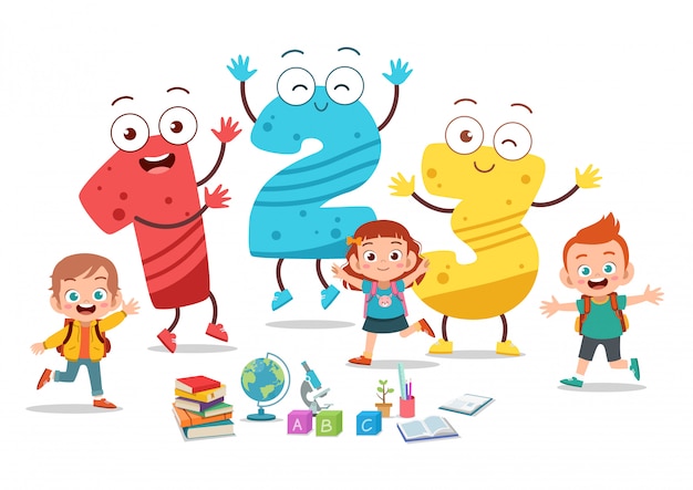 Premium Vector | Cartoon kids with 123 numbers