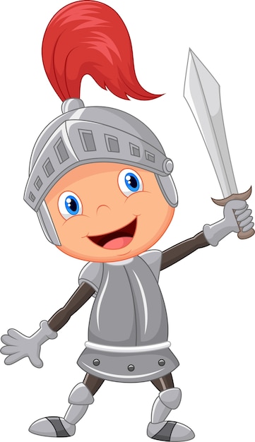 Cartoon knight boy | Premium Vector