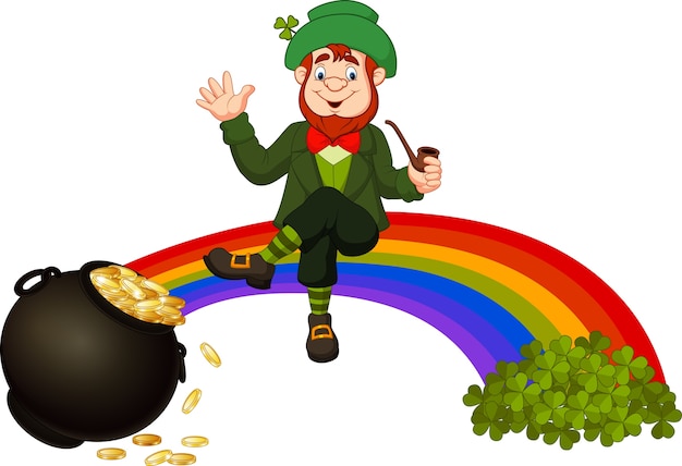 Leprechaun Sitting On Rainbow Coloring Page Free Prin - vrogue.co