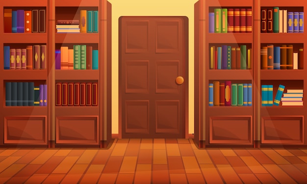 Cartoon Library Interior Vector Illustration Premium Vector