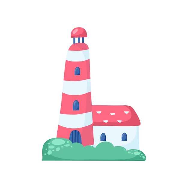 Premium Vector Cartoon Lighthouse On White Background Vector