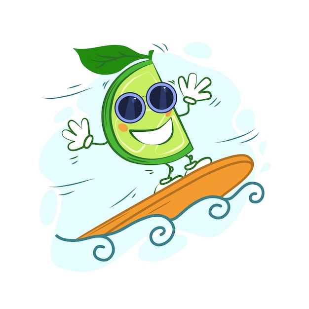 Premium Vector | Cartoon lime surfer on a white isolated background ...