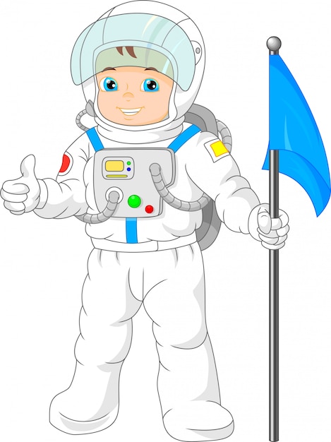 Premium Vector | Cartoon little boy wearing astronaut costume