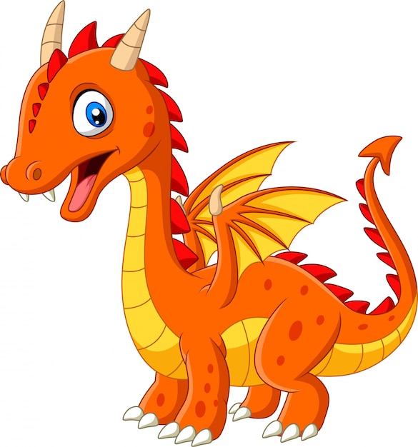 Cartoon little dragon isolated on white background | Premium Vector