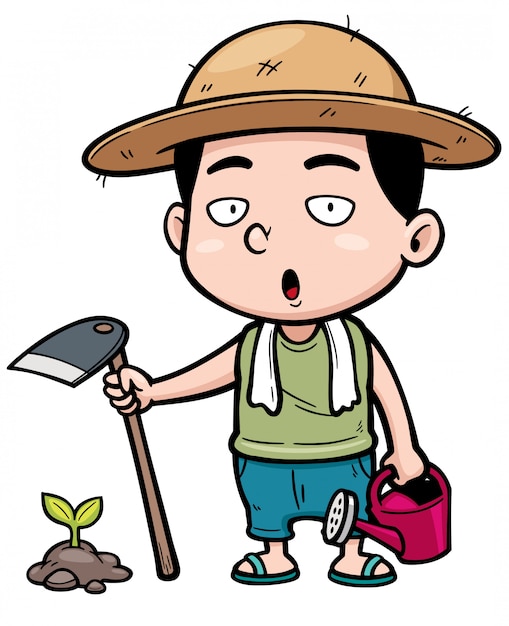 Premium Vector | Cartoon little farmer