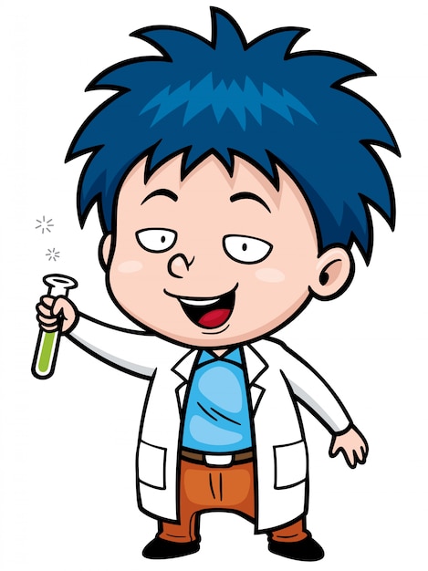 Cartoon little scientist | Premium Vector