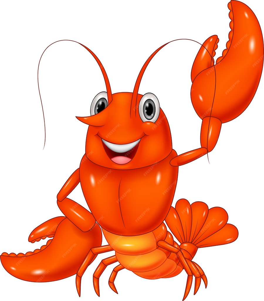 Premium Vector | Cartoon lobster waving on white background