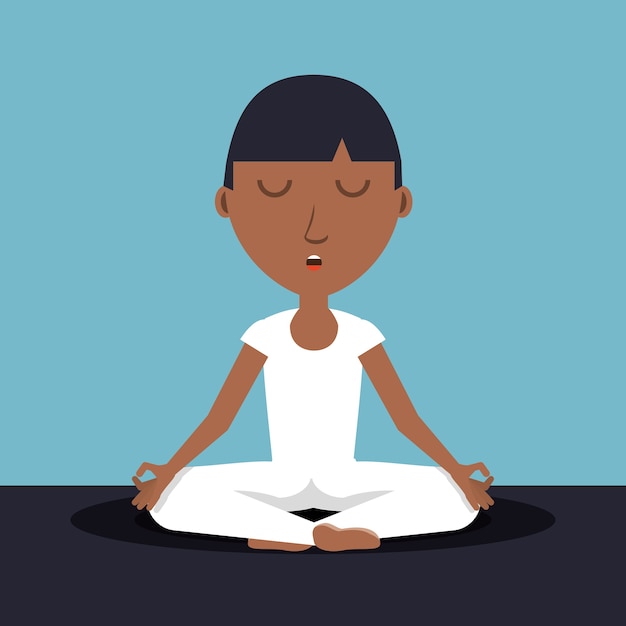 Premium Vector | Cartoon man practicing yoga in a lotus pose icon