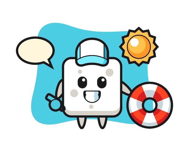 Download Free Cartoon Mascot Of Sugar Cube As A Beach Guard Cute Style For T Use our free logo maker to create a logo and build your brand. Put your logo on business cards, promotional products, or your website for brand visibility.