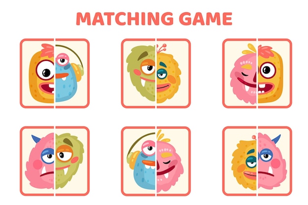 Free Vector | Cartoon match card game