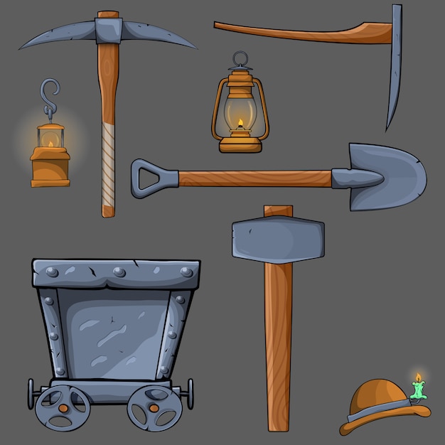 Premium Vector | Cartoon mining set,