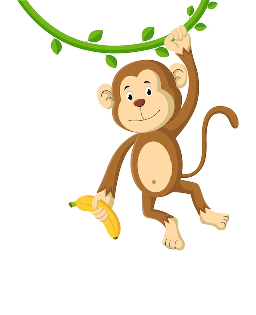 Premium Vector | Cartoon monkey holding a banana