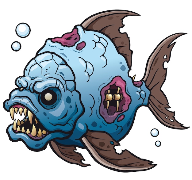 Premium Vector | Cartoon monster fish