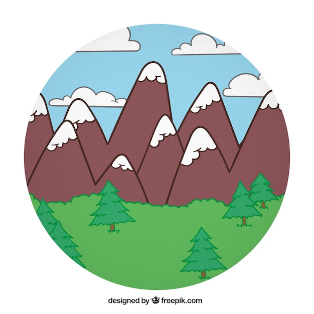 Cartoon montagne paesaggio | Vettore Gratis