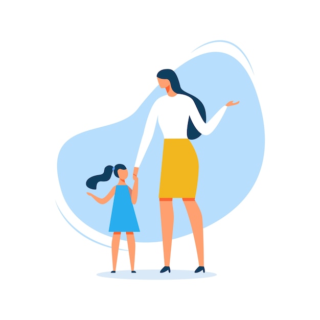 Premium Vector | Cartoon mother and daughter cutout illustration