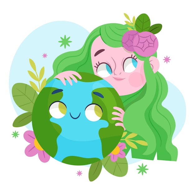 Free Vector | Cartoon mother earth day illustration