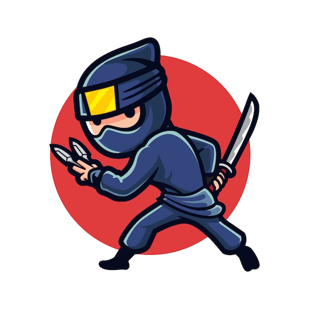 Cartoon ninja night | Premium Vector