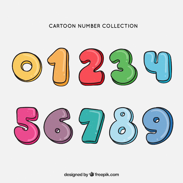 Cartoon number collection with colorful style Premium Vector