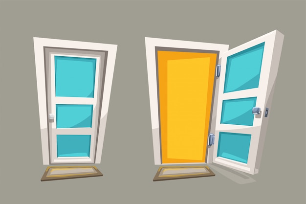 Premium Vector Cartoon Open And Close Doors