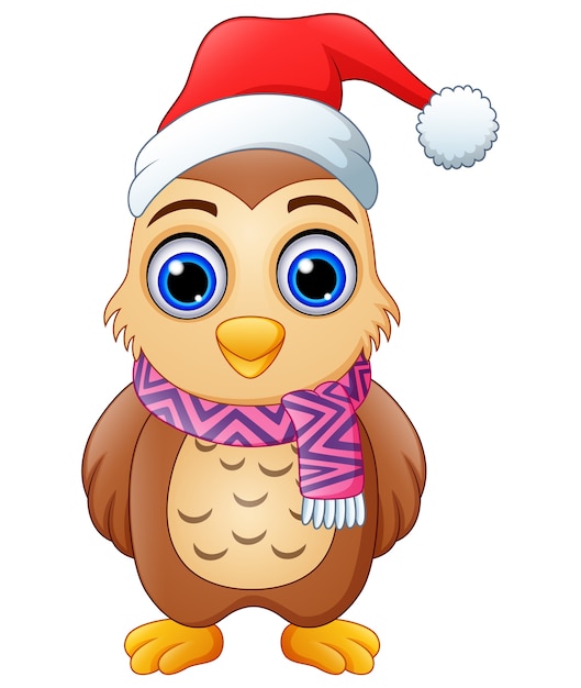 Premium Vector Cartoon Owl Wearing Santa Hat