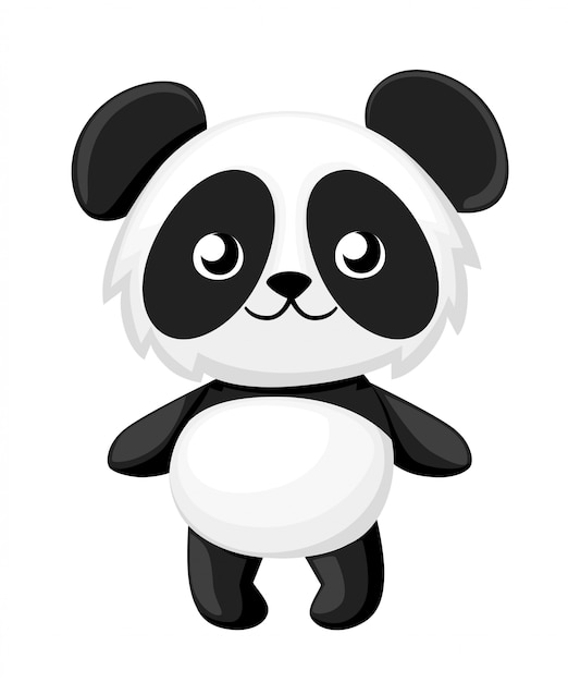 漫画のパンダのイラスト かわいい赤ちゃんパンダ 白い背景のイラスト Webサイトページとモバイルアプリ プレミアムベクター