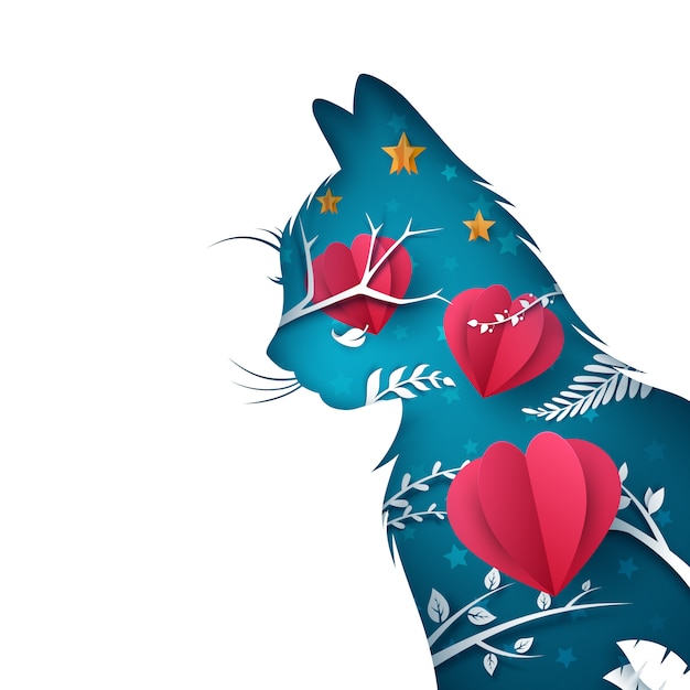 Cartoon paper cat illustration | Premium Vector