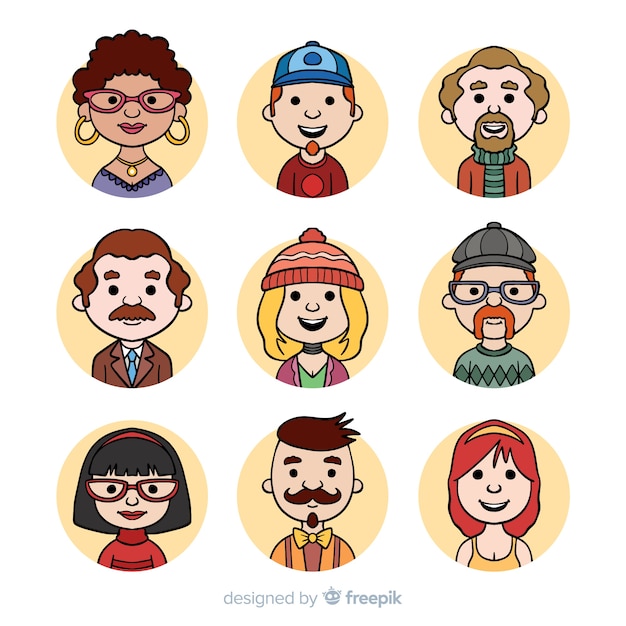 Cartoon people avatar collection | Free Vector