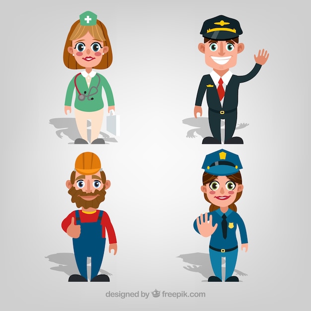 Cartoon people with different jobs