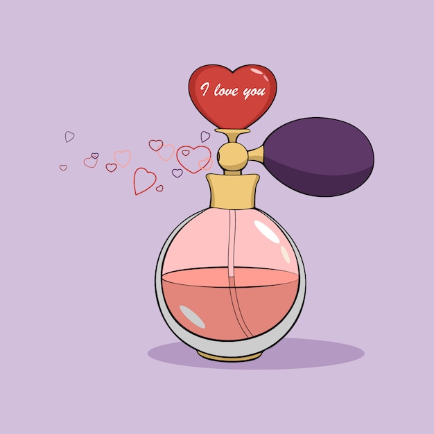 Premium Vector | Cartoon perfume bottle with hearts