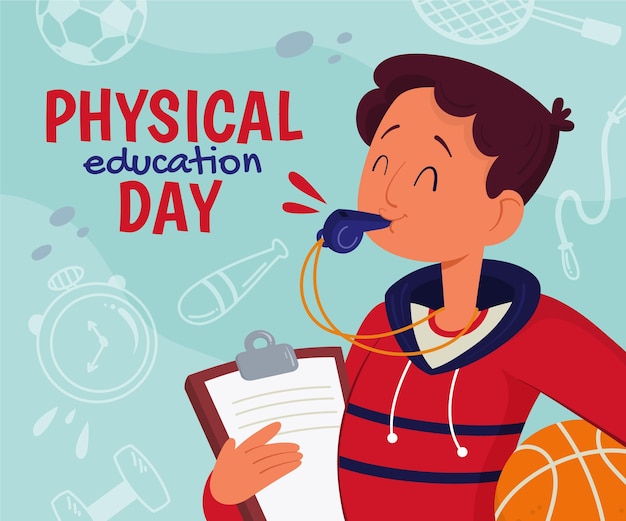 Premium Vector | Cartoon physical education day illustration