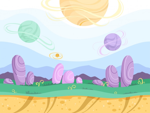 Premium Vector | Cartoon planet surface illustration