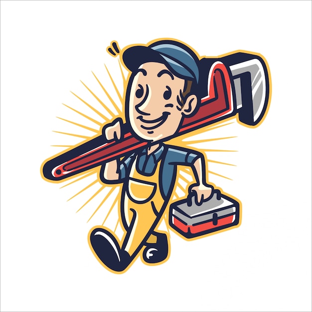 Cartoon plumber man | Premium Vector