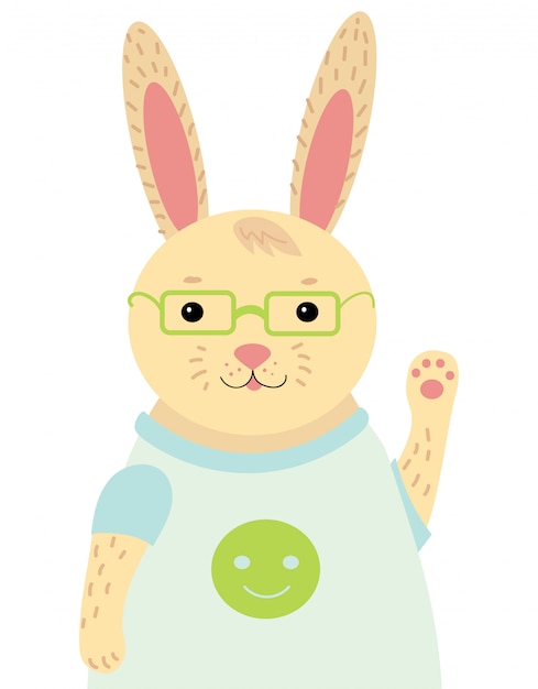 Download A cartoon portrait of a hare. stylized happy rabbit with ...