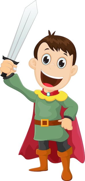 Premium Vector | Cartoon prince with a sharp sword