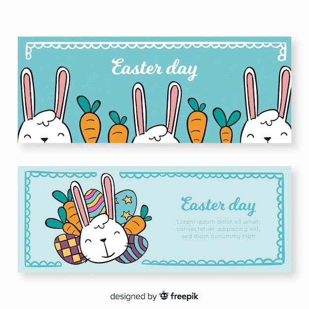 Download Cartoon rabbit easter banner Vector | Free Download