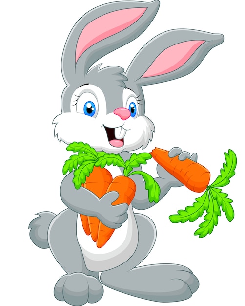 Premium Vector | Cartoon rabbit holding a carrot