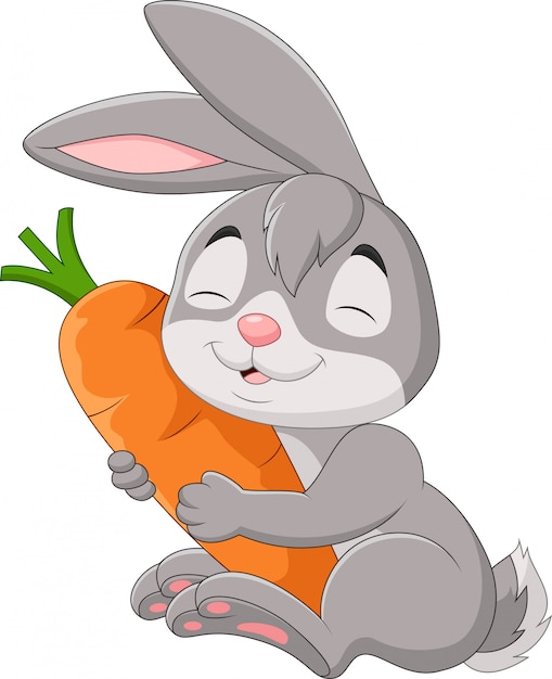 Premium Vector | Cartoon rabbit holding a carrot