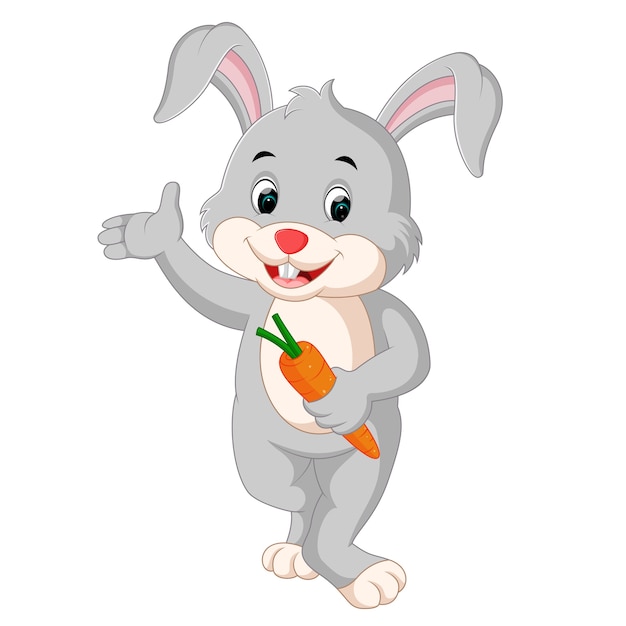 Premium Vector | Cartoon rabbit holding carrot