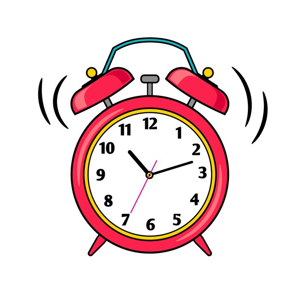 Premium Vector | Cartoon red ringing alarm clock