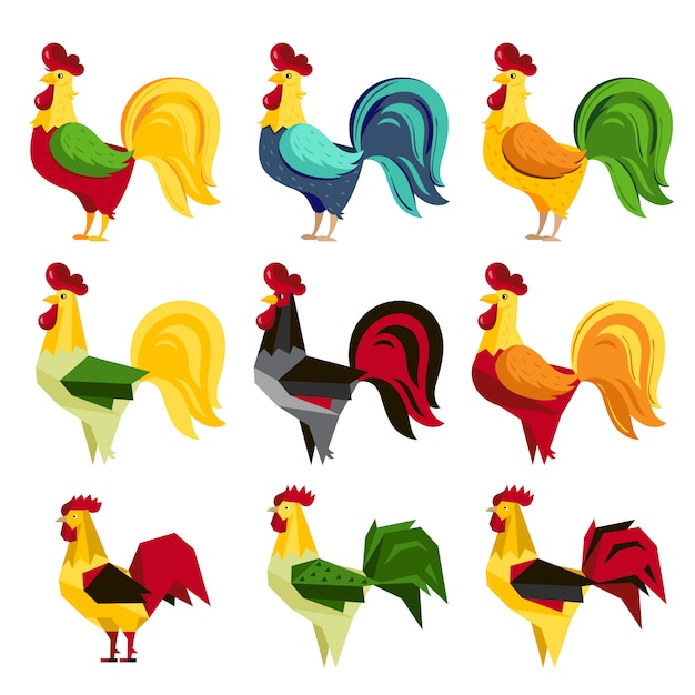 Premium Vector | Cartoon rooster characters