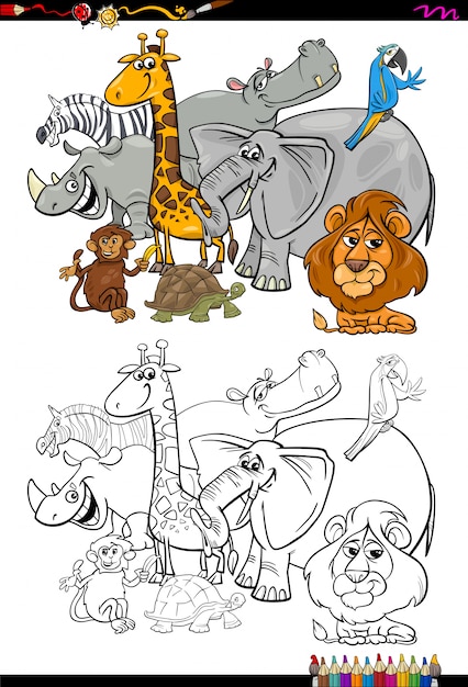 Premium Vector Cartoon Safari Animals Coloring Book
