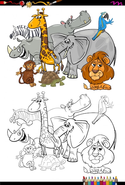 Download Premium Vector Cartoon Safari Animals Coloring Book